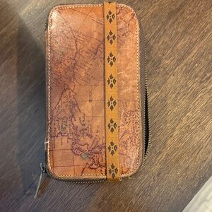 Patricia Nash Vintage Map Print Leather zip around Wallet